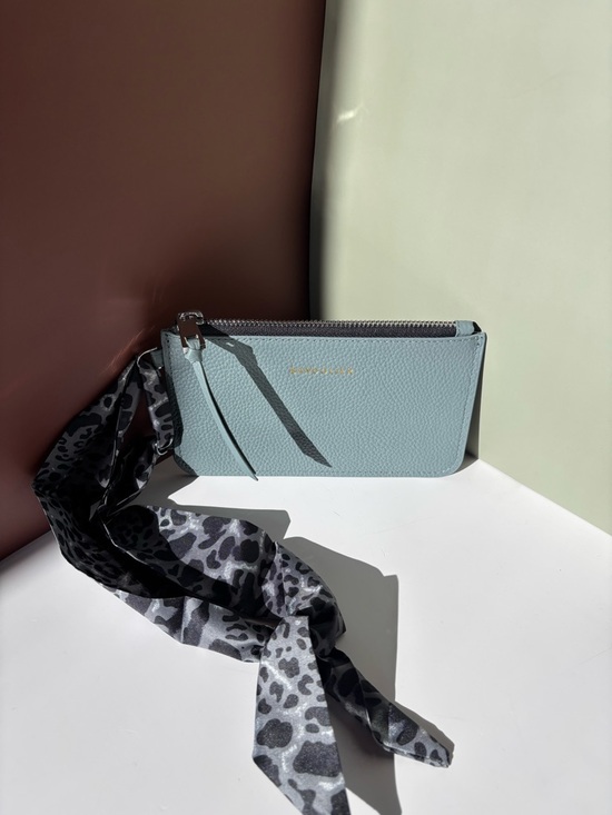 Bandolier Handbags - BANDOLIER Leather Light Grey Blue Wristlet Wallet with Scarf EUC